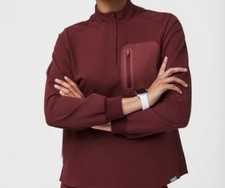 FIGS Kibaza Scrub Jacket Women's Size XXL Technical Collection 1/4 Zip Burgundy