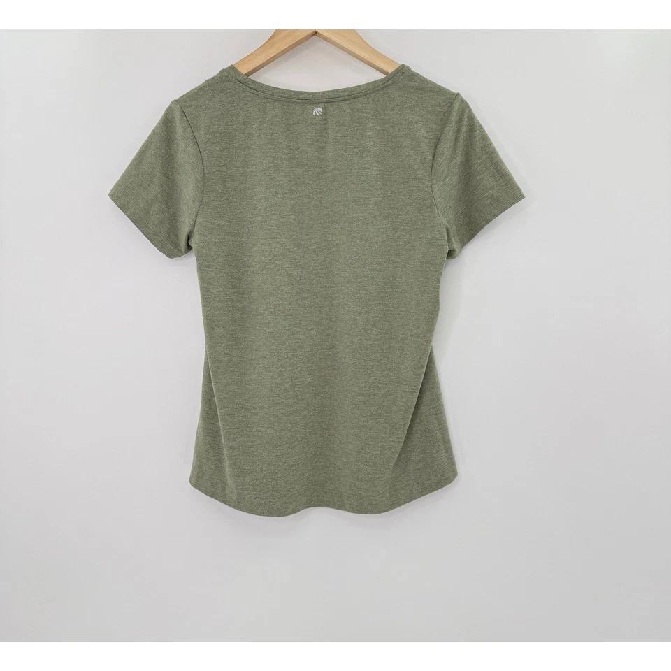 Marika Olive Green Heathered Short Sleeve T-Shirt Activewear Top Sz Sm Soft - Image 2 of 4