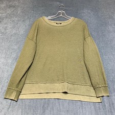 Buffalo David Bitton French Terry Sweatshirt Women Small Green Cotton Hi Low Hem