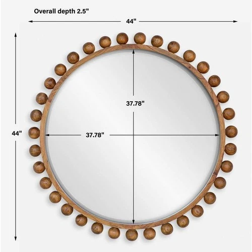 Uttermost 08176 Cyra Wood Beaded Round Mirror - Picture 8 of 8