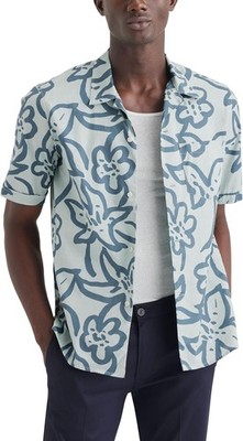 Dockers Men's Short Sleeve Camp Large, Green - Harbor Gray Mangrove (Slub) 