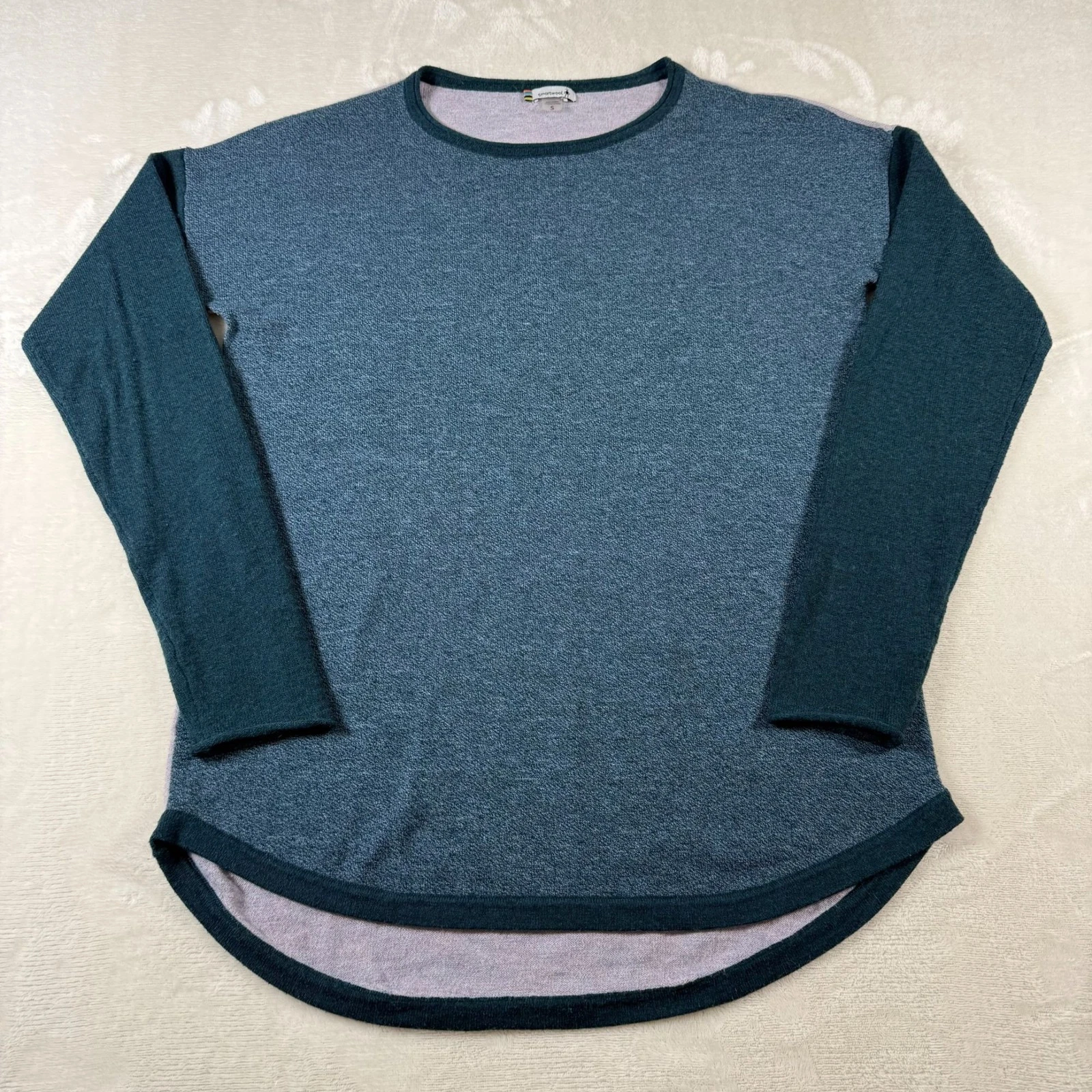 Smartwool Womens Small Shadow Pine Colorblock Merino Wool Blend Base Layer