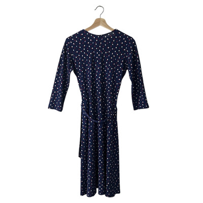 Leota Reye Jersey Knit Faux Wrap Dress Sz XS Navy Blue Polka Dot Belted  Surplice | eBay