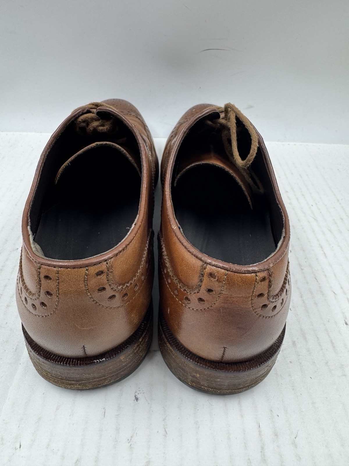 SAOLA Scarpe uomo Cole Haan Hamilton taglia 10 5 M pelle marrone punta alare Oxford