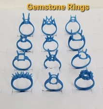 12 Gemstone Rings, Assortment. Wax Patterns For Lost Wax Casting 25-046