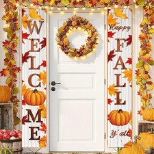 Fall Decorations for Home Happy FALL Welcome Hanging Banner Porch Signs for A...