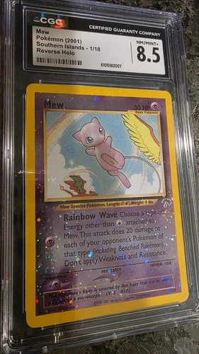 CGC 8.5 MINT Mew 2001 Southern Islands 1/18 Reverse Holo Pokemon Card