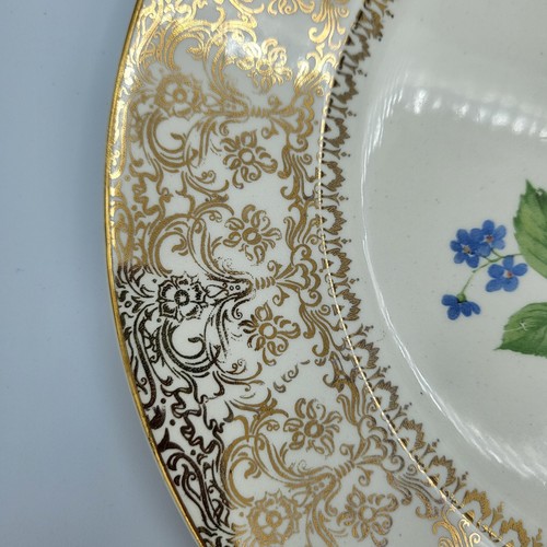 Vintage Century by Salem Porzellan Speiseteller 23 K Gold Blume rosa blau gelb Chip - Bild 10 von 16