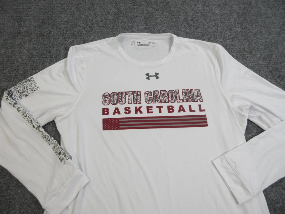 South Carolina Gamecocks Shirt Mens Medium White NCAA Basketball Long Sleeve - Image 3 of 4