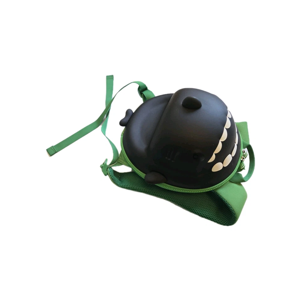 Mochila Chikoku Niños Niños Tiburón Negra Verde Carcasa Dura 12" Usada Foto 2 de 4