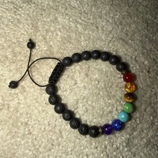 7 Chakra Healing Beaded Natural 8mm Lava Stone and Crystal Bracelet