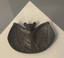 Antique Bronze Bat Ashtray Poche Vide Dish Graphite Grey Patina Very Fine Cast
