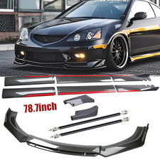Carbon Fiber Look Red Front Lip Chin Bumper Side Skirt For Acura Rsx Dc5