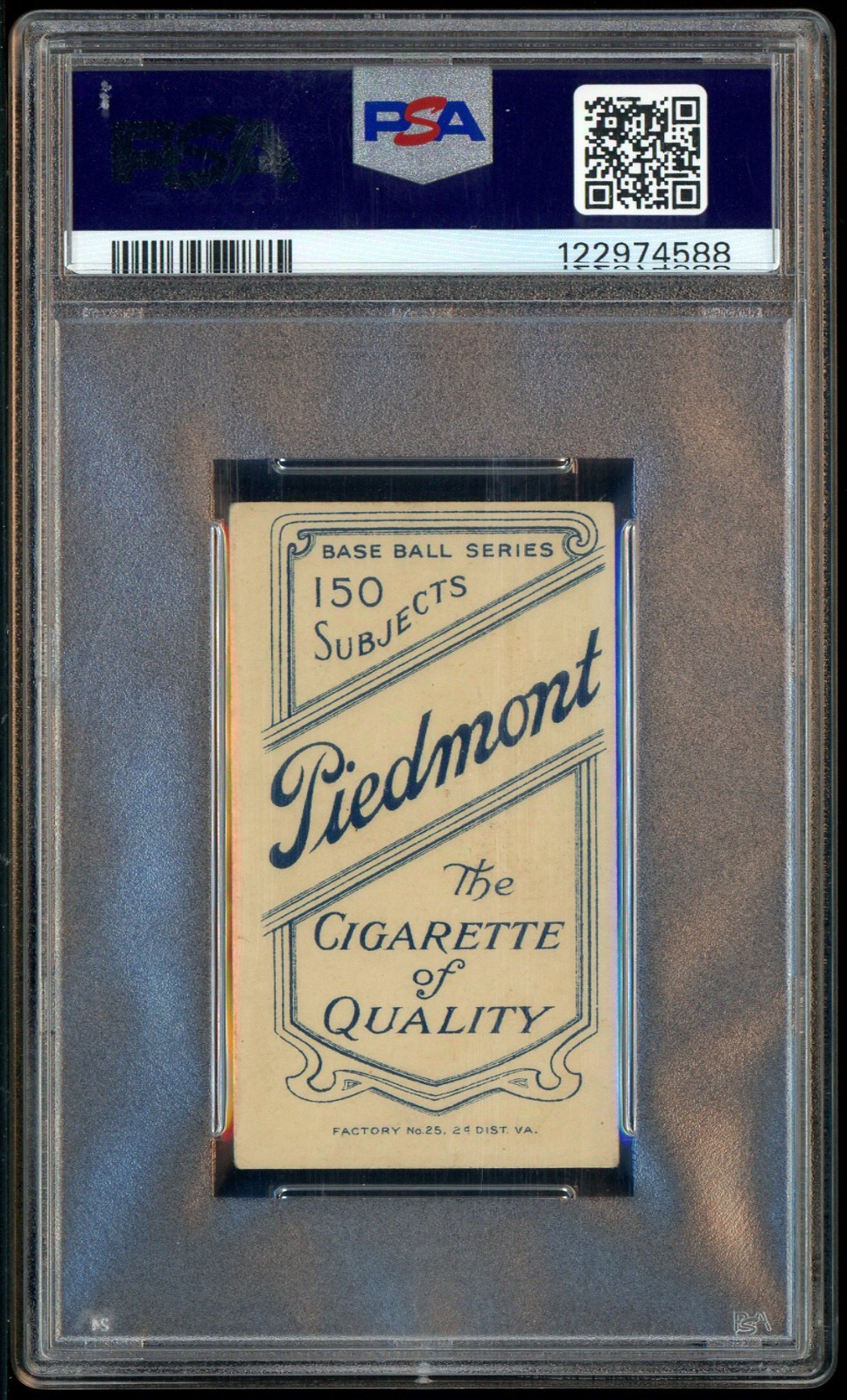 T206 Walter Johnson HOF Portrait Piedmont 150 Subjects PSA 3 VG view 2