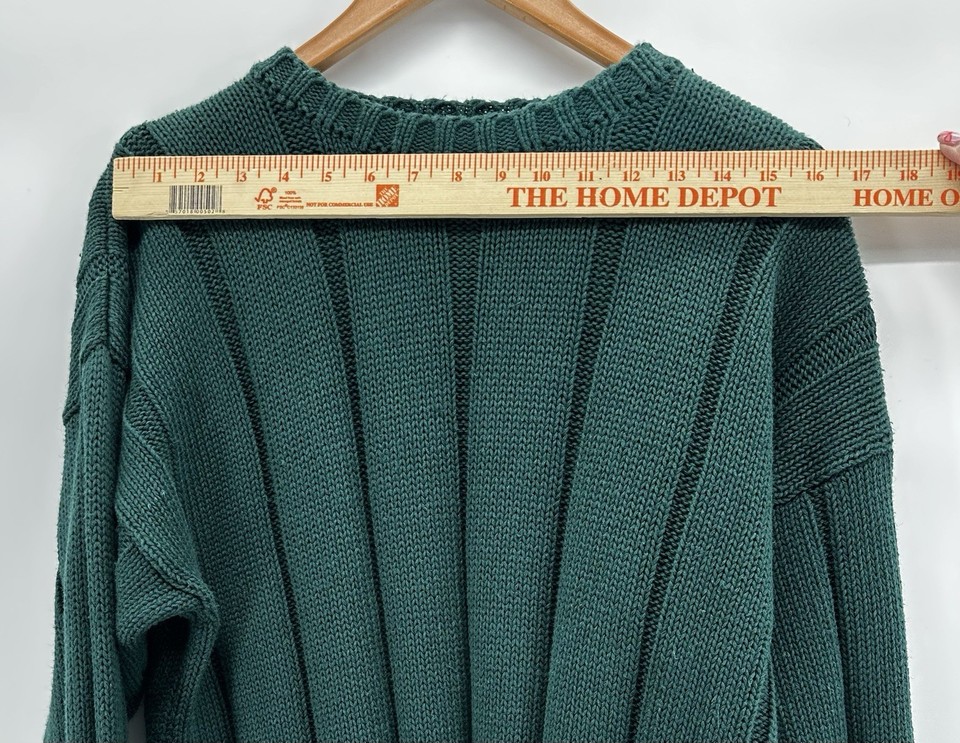 VTG Gap Cable Knit Mens Green Sweater Sz L Chunky Preppy Ribbed ...