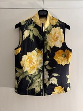 St. John Black Yellow Sport Floral Double Sided Vest Small
