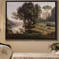 Vintage Oil Painting Canvas Print Wall Art Decor Rustic Landscape Animal Cows