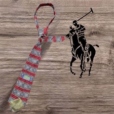 Chaps Ralph Lauren Striped Tie Red Nylon Used