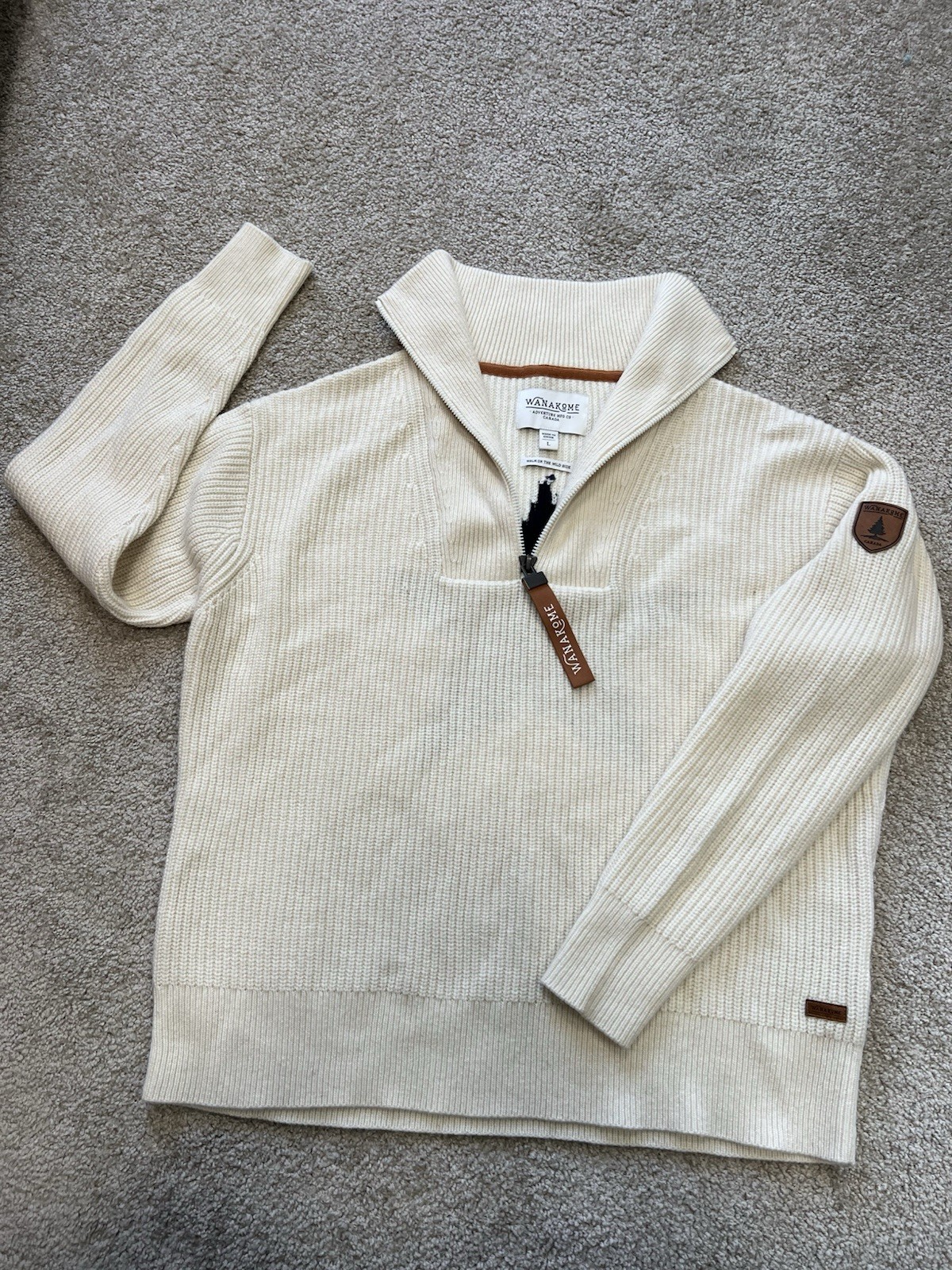 Wanakome Star Sweater 1/4 Zip Off Winter White  Size Large Cream