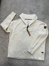 Wanakome Star Sweater 1/4 Zip Off Winter White  Size Large Cream