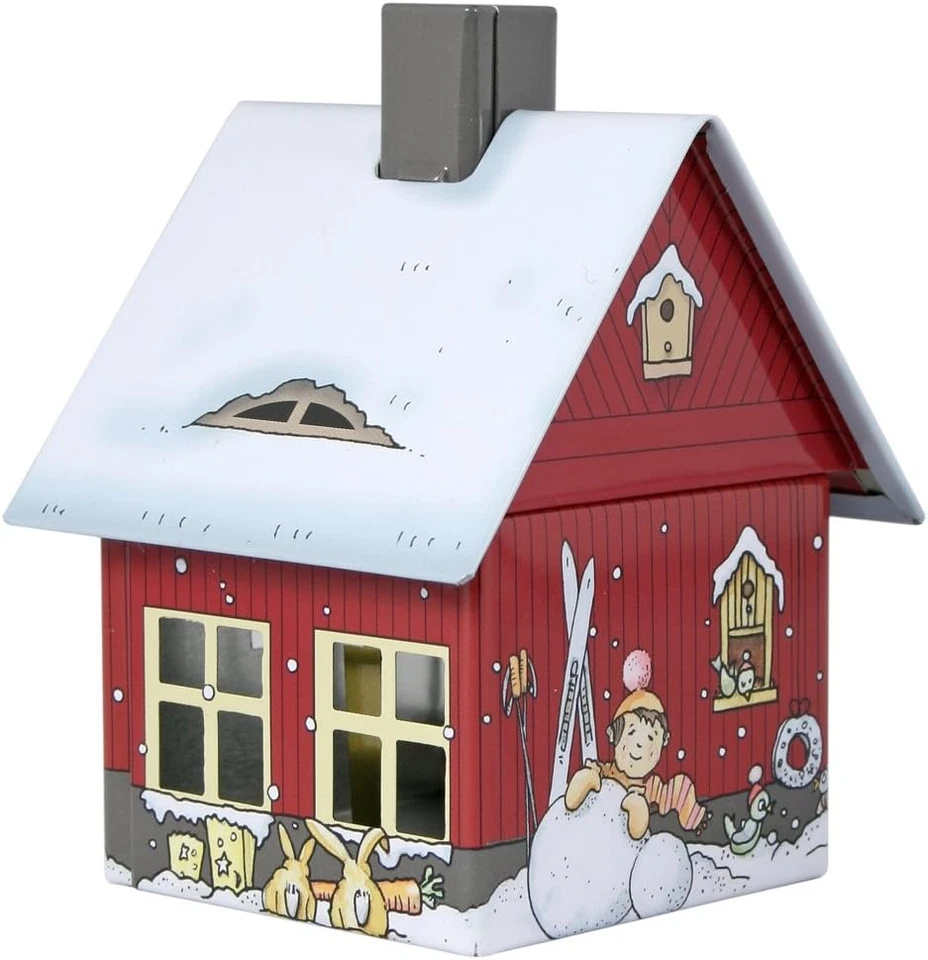 Räucherkerzen - Casetta in Metallo Con Porta Incenso Integrato, Motivo Invernale - Immagine 2 di 4