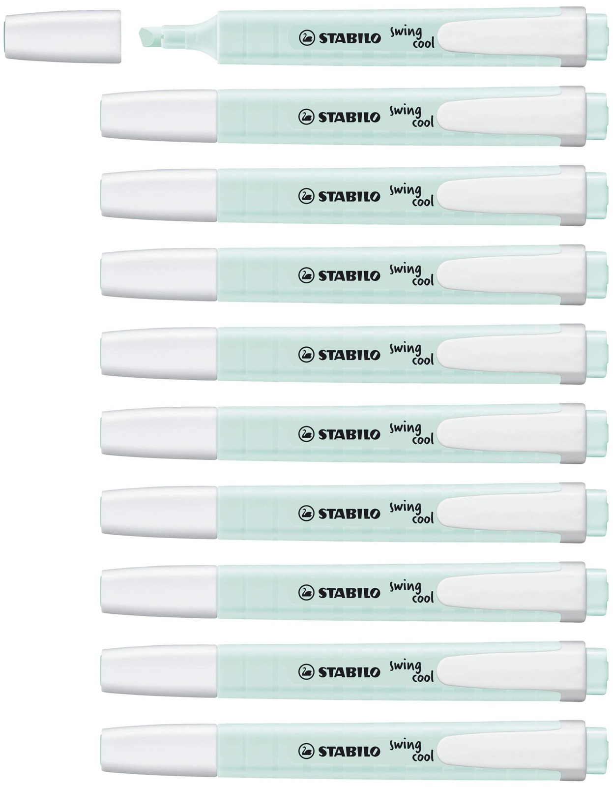 Хайлайтер - STABILO swing cool Pastel - В упаковке 10 оттенков бирюзового