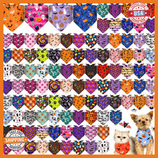 Bulyoou 120 Pcs Halloween Dog Bandanas Bulk Pumpkin Ghosts Skeleton Pet Bandanas