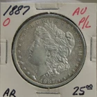 1887 O US Morgan Silver Dollar $1 AU (Cleaned)