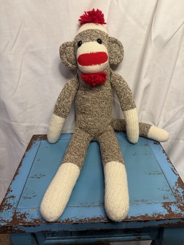 Sockenaffe Puppe 20 Zoll groß beige hellbraun rot - Bild 6 von 9