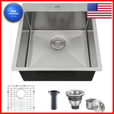 Valisy 18X18 Inch Bar Sink Drop In Kitchen Sink Topmount Stainless Steel Square
