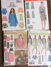 sewing patterns Simplicity 4193, 4957, 3778 Butterick B5465 dress pants top szAA