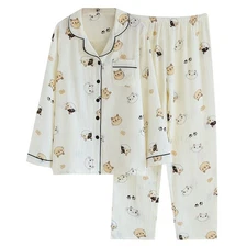 Pajamas for Women Soft Button Up Long Sleeve Shirt and Pajama Pants Lounge Sets