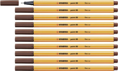 Fineliner - STABILO point 88 - Pack of 10 - Brown