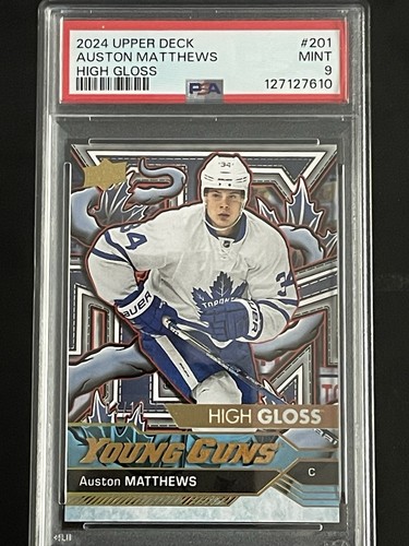 Upper Deck AUSTON MATTHEWS Young Guns High Gloss Super Rare SSP /10 #201 PSA!