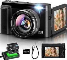 Vlogging Camera 4K 48MP with 16X Zoom & Charging Station – Ideal for Creators