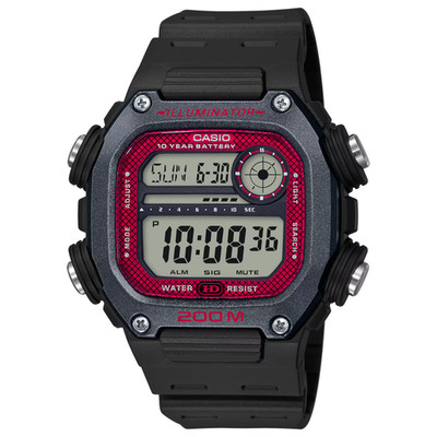 CASIO DW-291H-1BVDF UNISEX BLACK DIGITAL CHRONO GREY RED SPORTS DIAL WATCH *NEW*