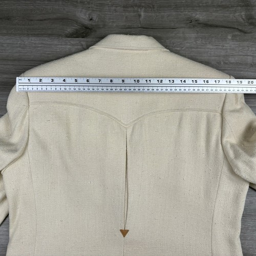 Giacca blazer western vintage Kenny Rogers Circle S taglia 40 R avorio 100% seta USA - Foto 15 di 19