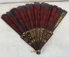 Vintage Black And Red Decorative Fan