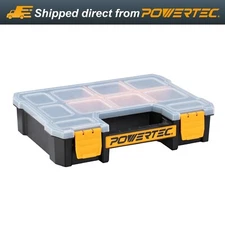 Small Parts Organizer & Tool Box ?V 10 Compartments, Stackable Storage (72117)