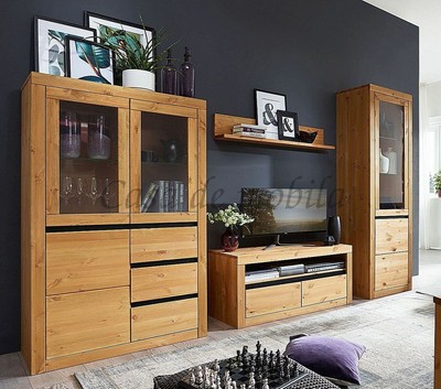 Massivholz Wohnwand 4teilig Kiefer Gelaugt Geolt Anbauwand Wohnzimmer Schrank Ebay