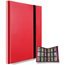 360 Card Pocket Binder with Elastic 9 Pocket Trading Cards Album Folder, Red