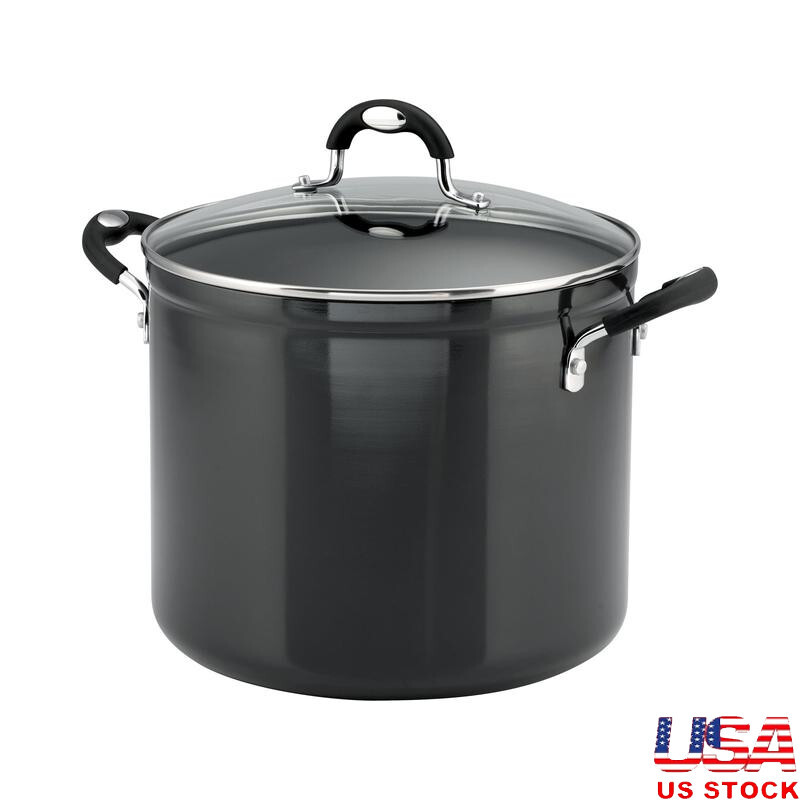 Nonstick Aluminum Stock Pot with Glass Lid for Easy Cleanup Kitchen Cooking