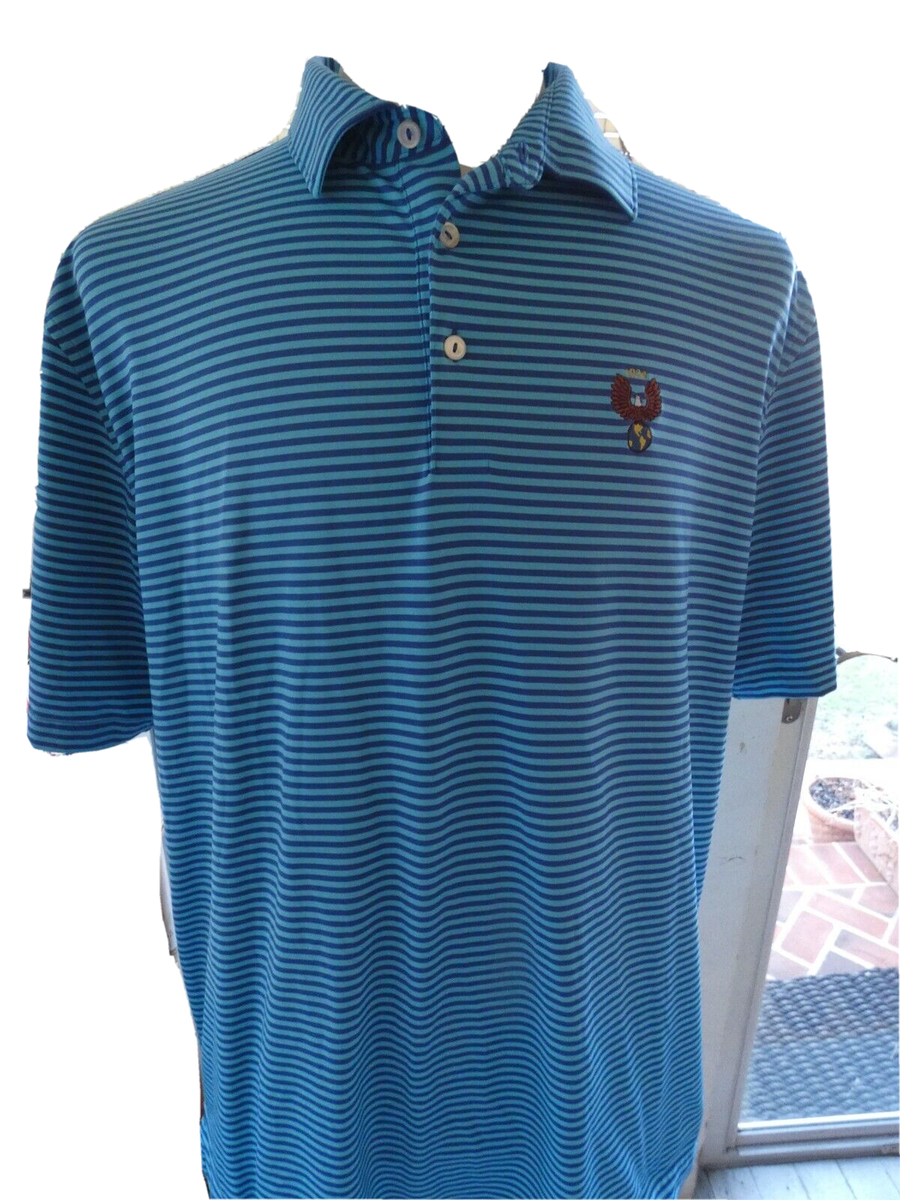 Peter Millar 1924 Logo Men's Polo Shirt, Blue w Stripes, XL | eBay