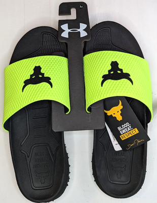 Under Armour Project Rock Slides 2.0 Lime/Black Size 11 NWT  display picture 2