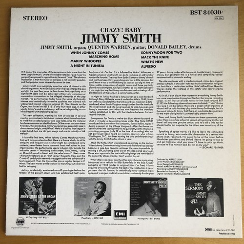 JIMMY  SMITH  :  Crazy Baby  - REO  Blue Note  84030 , F 1986 - wie neu ! - Bild 2 von 4