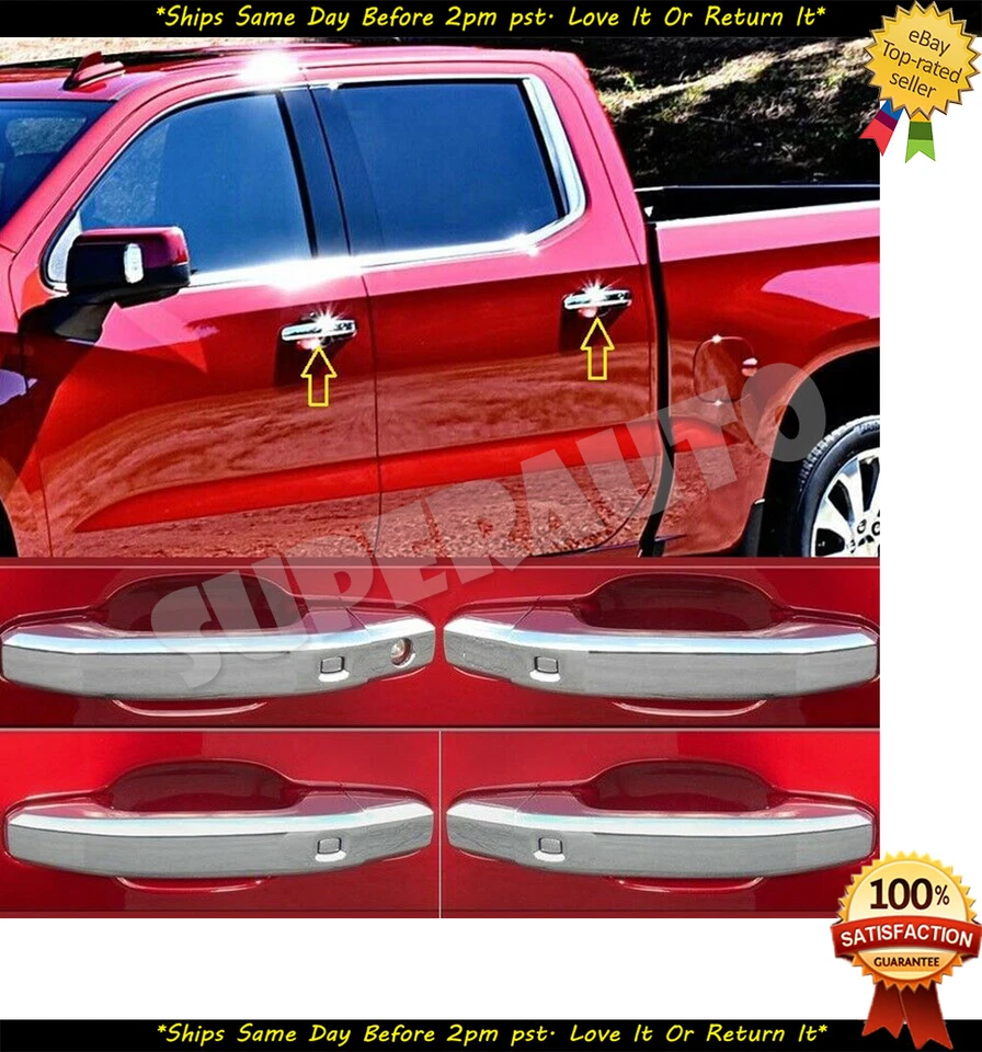 Chevrolet Silverado 2500HD 2020 + 3500HD 4 piezas cubiertas de manija de puerta cromadas nuevas Foto 2 de 3