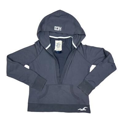 HOLLISTER Women Hoodie Grey Deep V-neck with Pocket Size XL