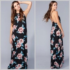 Show Me Your Mumu Dress Womens Small Maxi Floral Rose Halter Gown Flirtini S New