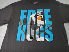 Disney Frozen Olaf Free Hugs Dark Grey Cotton T-shirt Size L