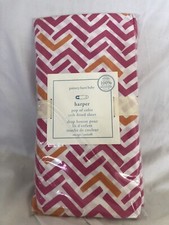 Pottery Barn Kids Harper Pop of Color Pink  Orange Fitted Crib Sheet NWT